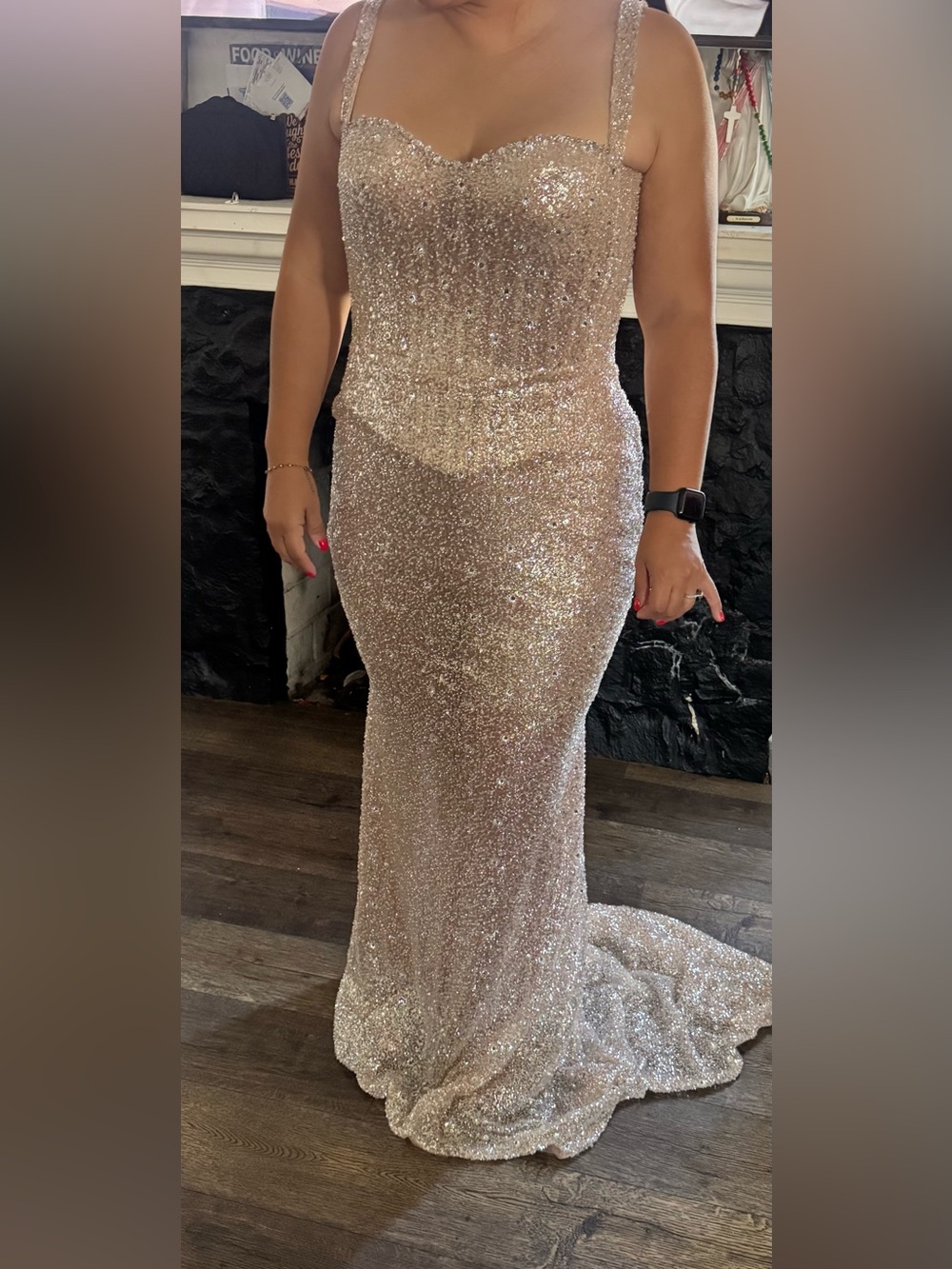 Albina Dyla Celestial Shimmer Dress - Rose Gold Sequin Gown